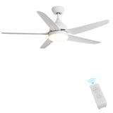 Indoor Ceiling Fan Light Fixtures - FINXIN White Remote LED 52 Ceiling Fans For Bedroom,Living Room,Dining Room Including Motor,5-Blades,Remote Switch (5-Blades)