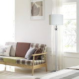 Floor Lamp for Living Room, Modern Standing Lamp with Hanging Drum Shade, Thickened Tall Pole Lamp for Office with Pull Chain and Floor Switch (White)