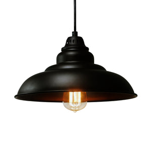 Barn Pendant Lights, Hanging Light for Kitchen Dining Table Oil-Rubbed Bronze 12" Ceiling Dome Pendant Lighting E26 Base (Black))