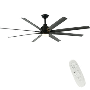 FINXIN Indoor Ceiling Fan Light Fixtures Black Remote LED 72 Ceiling Fans For Bedroom,Living Room,Dining Room Including DC Motor,8-Blades,Remote Switch