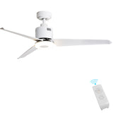 Indoor Ceiling Fan Light Fixtures Remote LED 52 Ceiling Fans For Bedroom,Living Room,Dining Room Including Motor,3-Blades,Remote Switch (White)