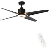 FINXIN Indoor Ceiling Fan Light Fixtures Black Remote LED 54 Ceiling Fans For Bedroom,Living Room,Dining Room Including DC Motor,4-Blades,Remote Switch