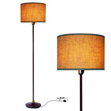 Floor Lamp for Living Room, Modern Standing Lamp with Hanging Drum Shade, Thickened Tall Pole Lamp for Office with Button or Chian and Floor Switch (Bronze)