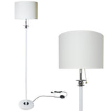 Floor Lamp for Living Room, Modern Standing Lamp with Hanging Drum Shade, Thickened Tall Pole Lamp for Office with Pull Chain and Floor Switch (Black)