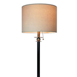 Floor Lamp for Living Room, Modern Standing Lamp with Hanging Drum Shade, Thickened Tall Pole Lamp for Office with Pull Chain and Floor Switch (Black)