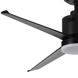 Kopolom Indoor Ceiling Fan Light Fixtures -Black Remote LED 52 Ceiling Fans for Bedroom,Living Room,Dining Room Including Motor,3-Blades,Remote Switch