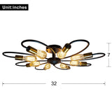 Ceiling Light Fixture, Semi Flush Mount Pendant Light, Mid-Century Sputnik Chandelier Light, Starburst Lighting for Bathroom Bedroom Kitchen Bar Hallway and Dining Room (Black)