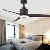 Indoor Ceiling Fan Light Fixtures Remote LED 52 Ceiling Fans For Bedroom,Living Room,Dining Room Including Motor,3-Blades,Remote Switch (Black)