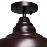 Barn Pendant Lights, 1-Light Hanging Light for Kitchen Dining Table Oil-Rubbed Bronze 12" Ceiling Dome Pendant Lighting E26 Base (Bronze)