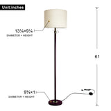 Floor Lamp for Living Room, Modern Standing Lamp with Hanging Drum Shade, Thickened Tall Pole Lamp for Office with Pull Chain and Floor Switch (Black)